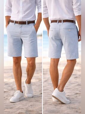 Zara Light Blue Chino Men's Shorts